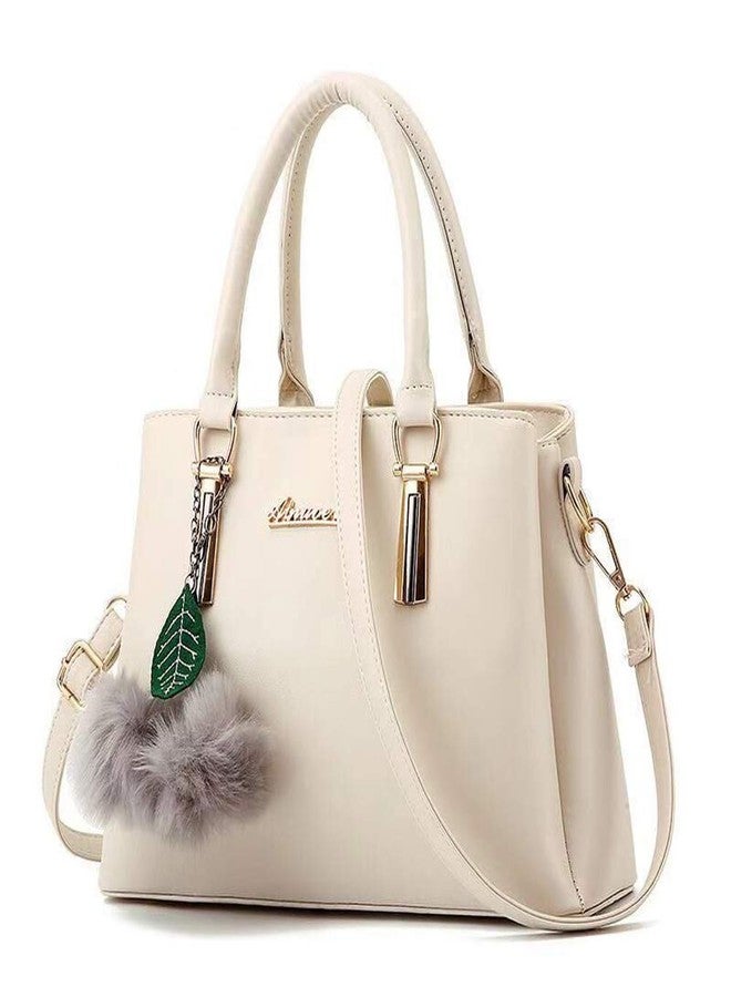 Dreubea Women's Leather Handbag Tote Shoulder Bag Crossbody Purse (Beige) - Image 1